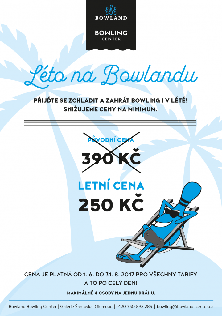 Přes léto bowling za skvělou cenu 250 Kč/hod